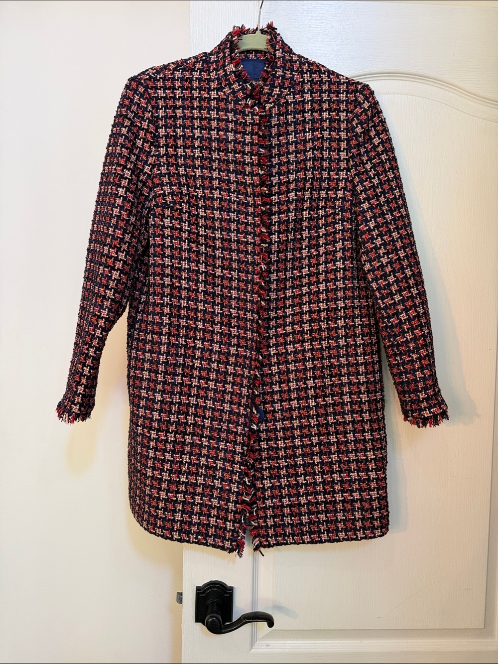 J. McLaughlin Red and Black Tweed Blazer Coat